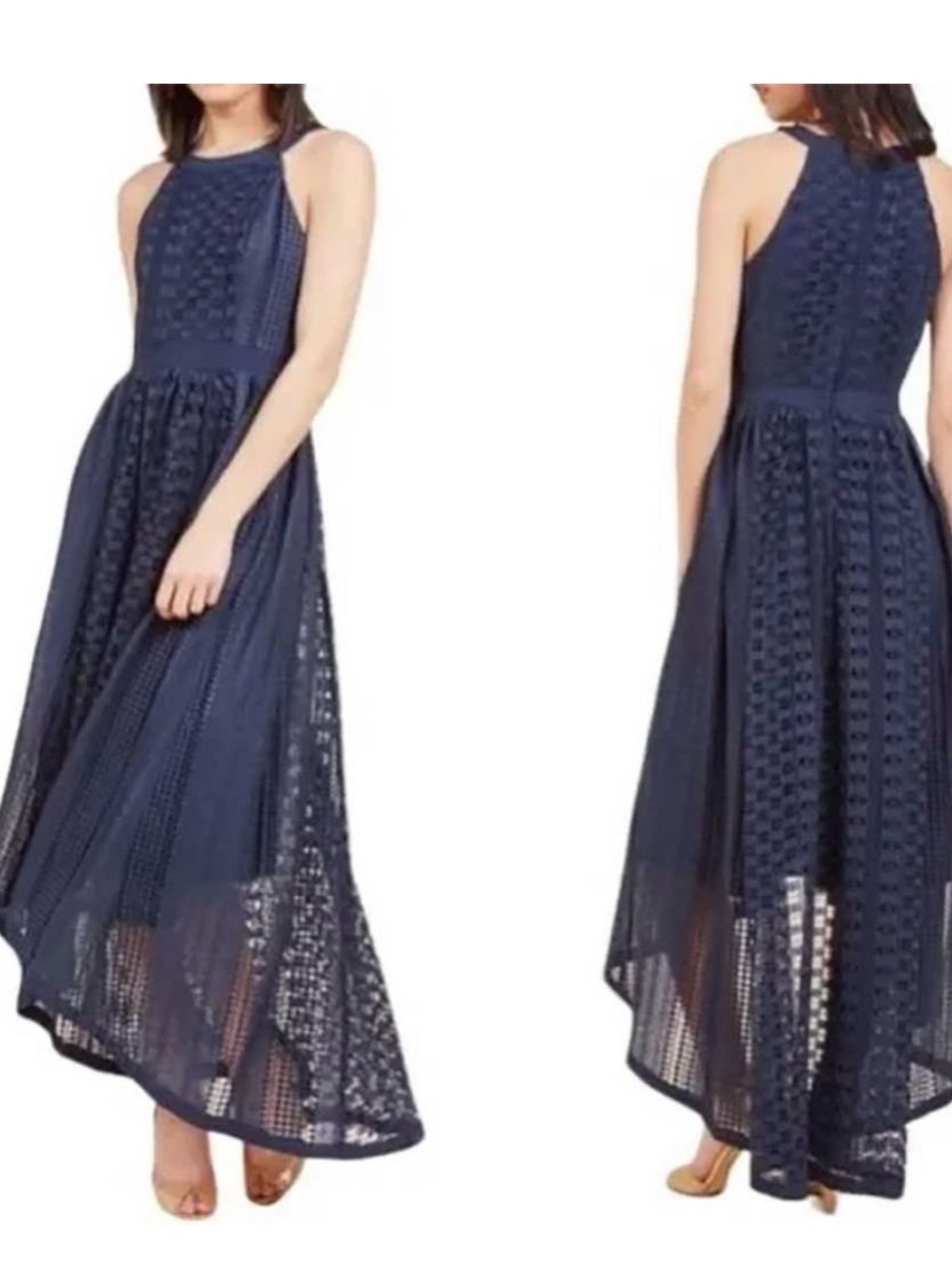 ModCloth Navy Crochet Halter Maxi Dress XL